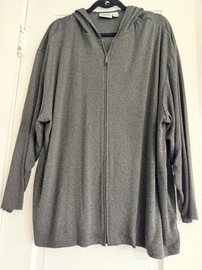 Chico's Charcoal Gray Zip Hoodie in Travelers Gray with front Zip & pockets. 3